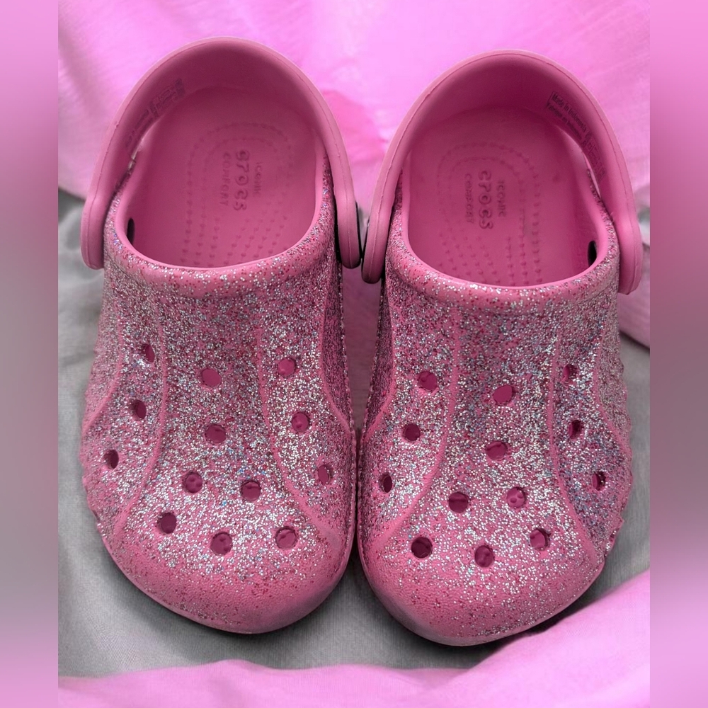 CROCS Kids Glitter Sparly Pink Size C8